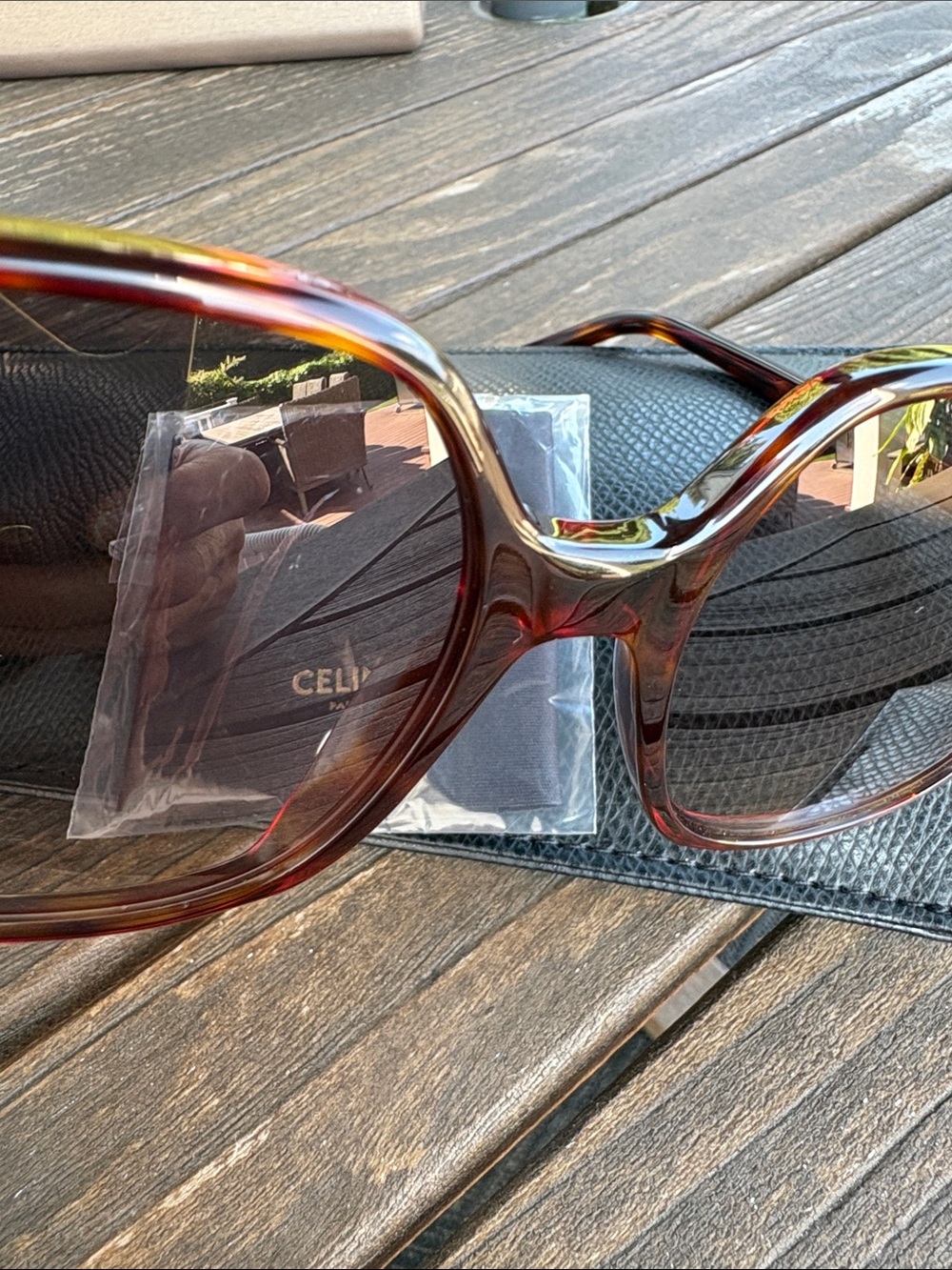 Celine Tortoiseshell Oversized Womenโs Sunglasses with Brown Lenses - Picture 9 of 11